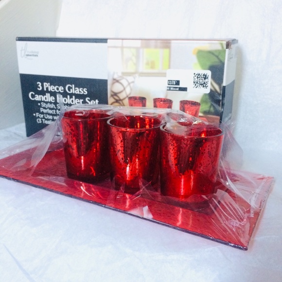 true living essentials Accents 3 Piece Glass Candle Holder Set